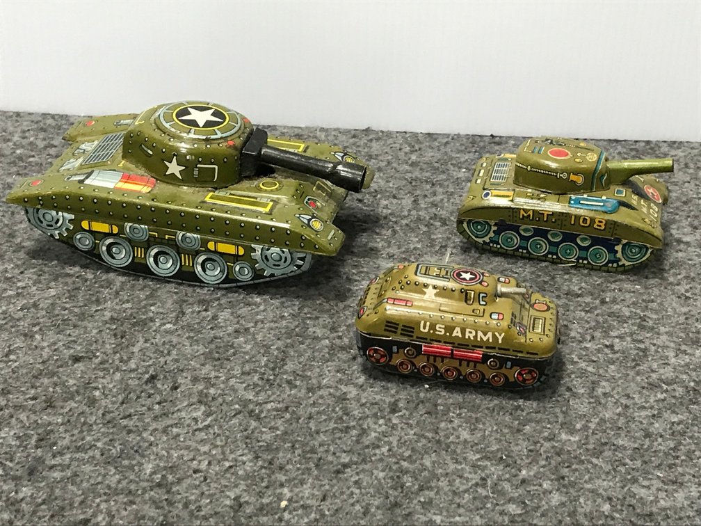 Toy Tank Lot-3-Vintage Tank toys