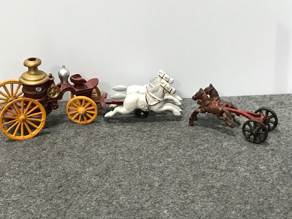 Antique Cast Iron Horse Drawn Carriage with Extra Set of Horses