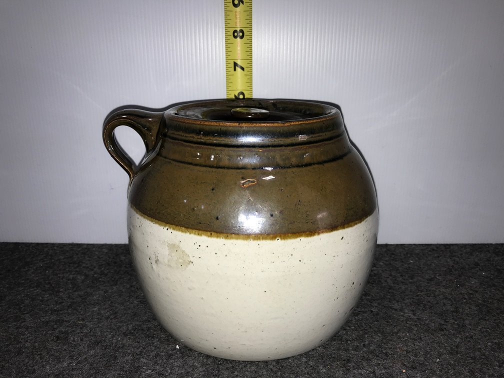 Antique Stone Ware Bean Pot with Lid