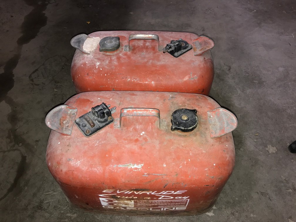 2-Vintage Evinrude on Board Gas Tanks