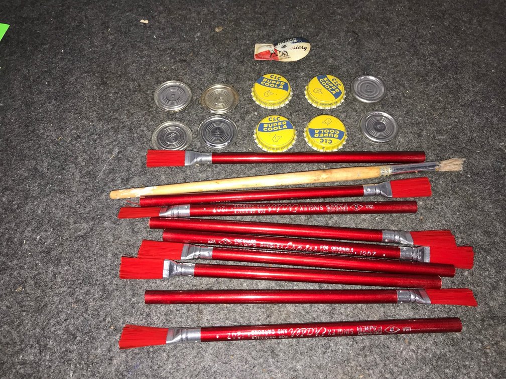 Typewriter erasers, bottle caps