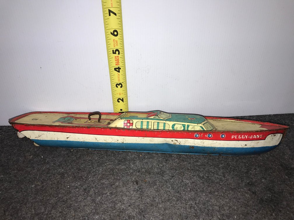 J. Chein & Co Tin Litho Boat Toy Peggy Jane Well Loved
