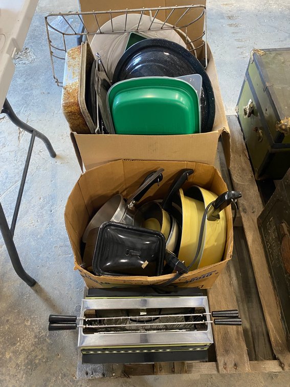 Collection of Baking Dishes, Platter, Skillets, Toaster
