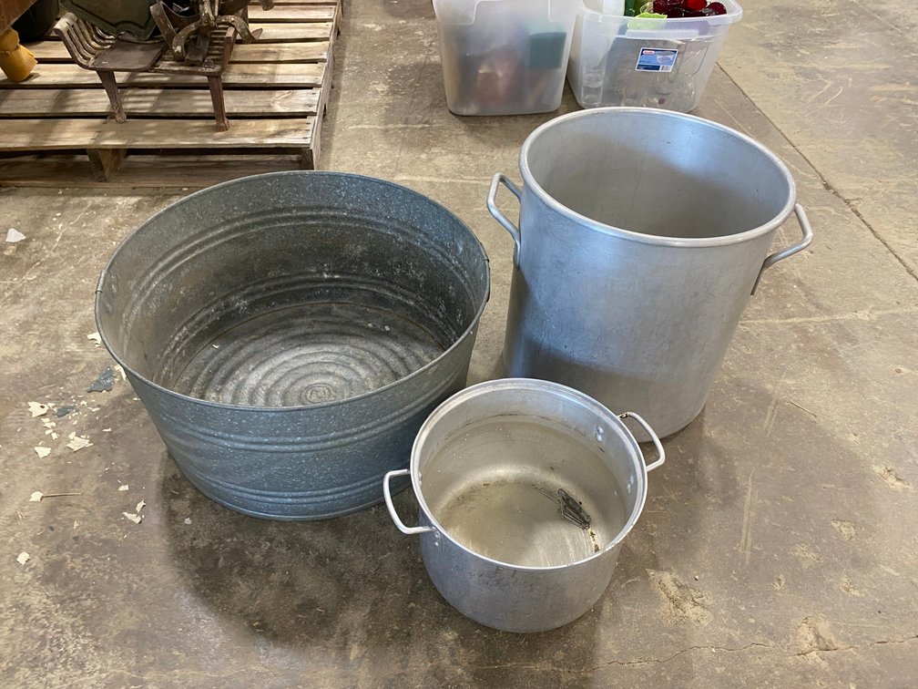 Large Stock Pot, Galvanized Wash Tub