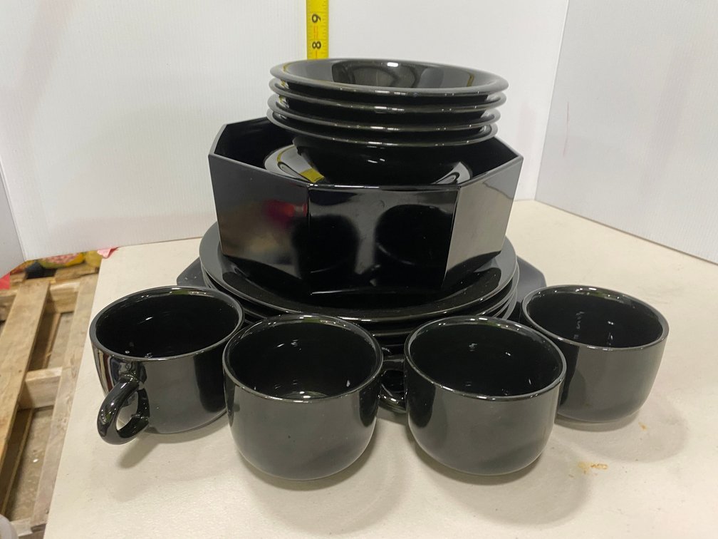 Black Bowls, Plates, Mugs