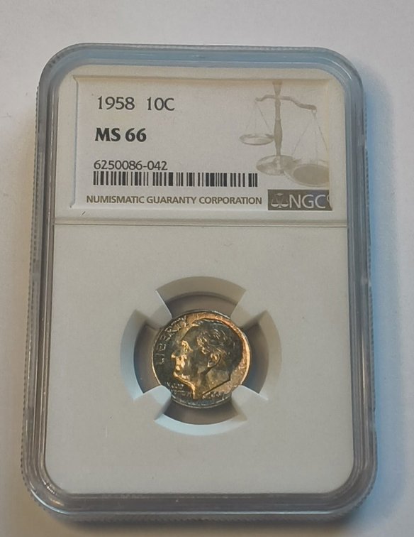 1958 Roosevelt Dime NGC MS66