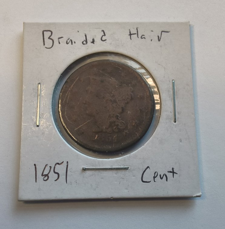 1851 Braided Hair Large Cent