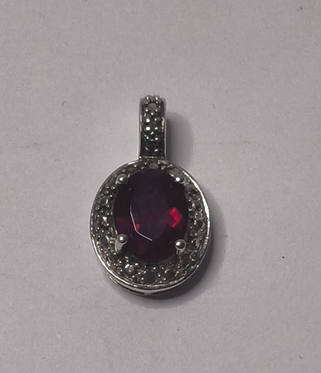 Sterling silver Pendant w/ red stone