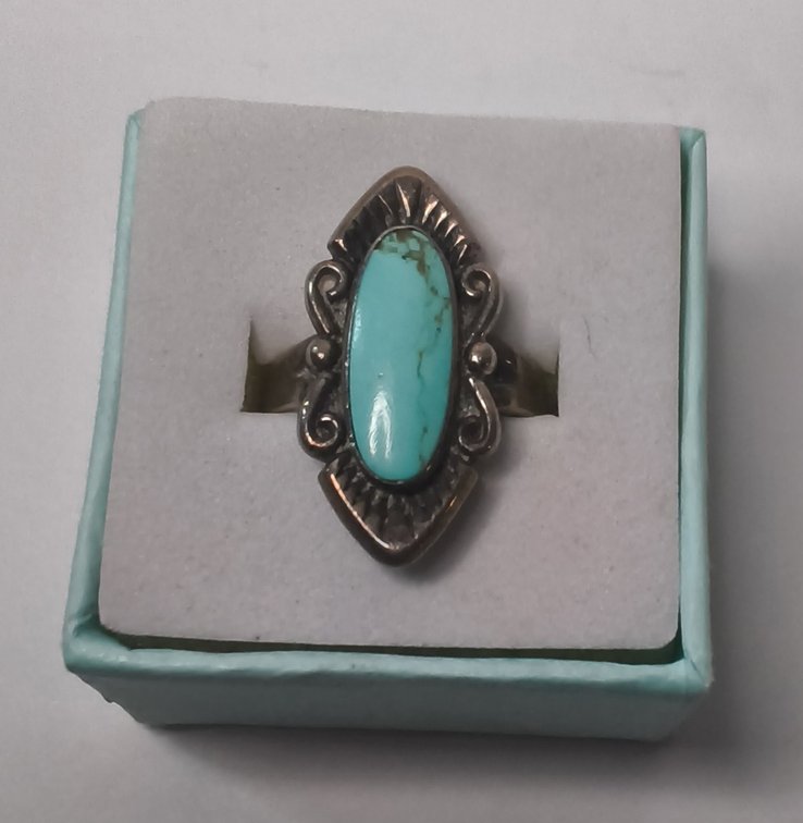 Silver and Turquoise Ring sz 5 #2