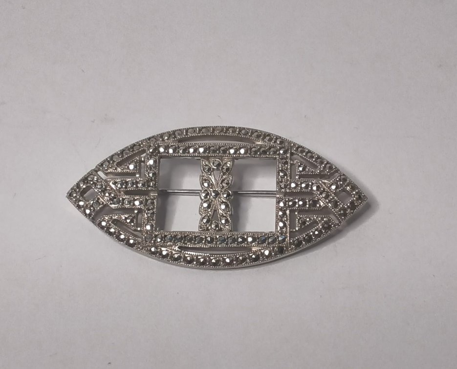 Sterling Silver and Marcasite Brooch.