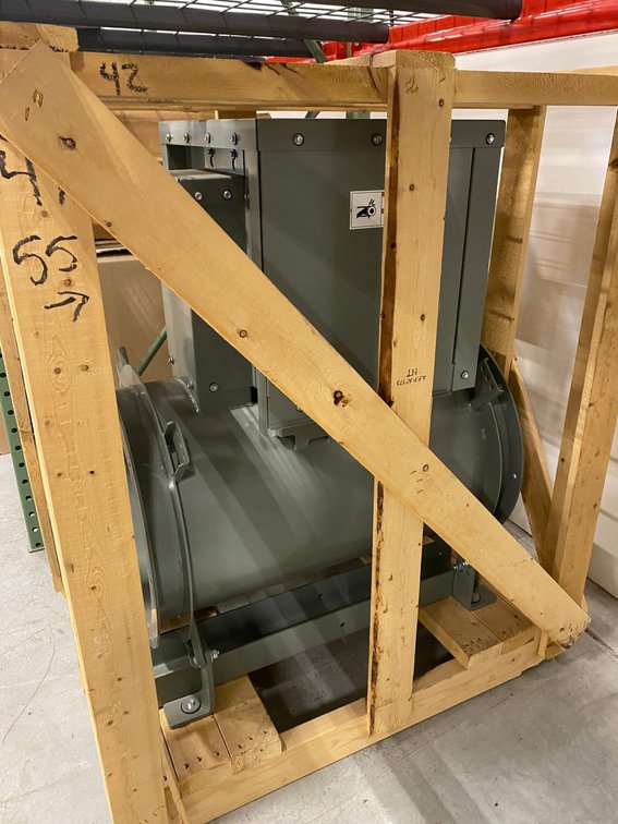 Commercial HVAC Centrifugal Blower/Fan Assembly in Shipping Crate