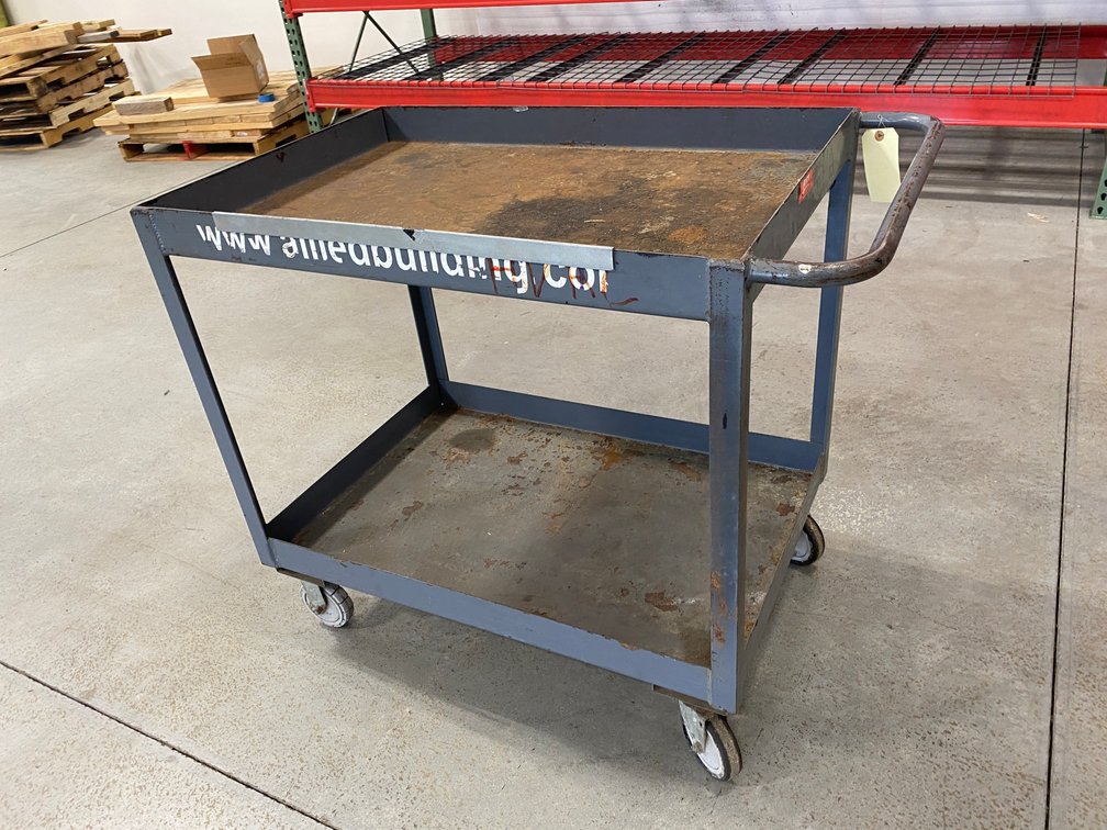 Metal work cart with heavy duty wheels-35" tall x 41" x 25"