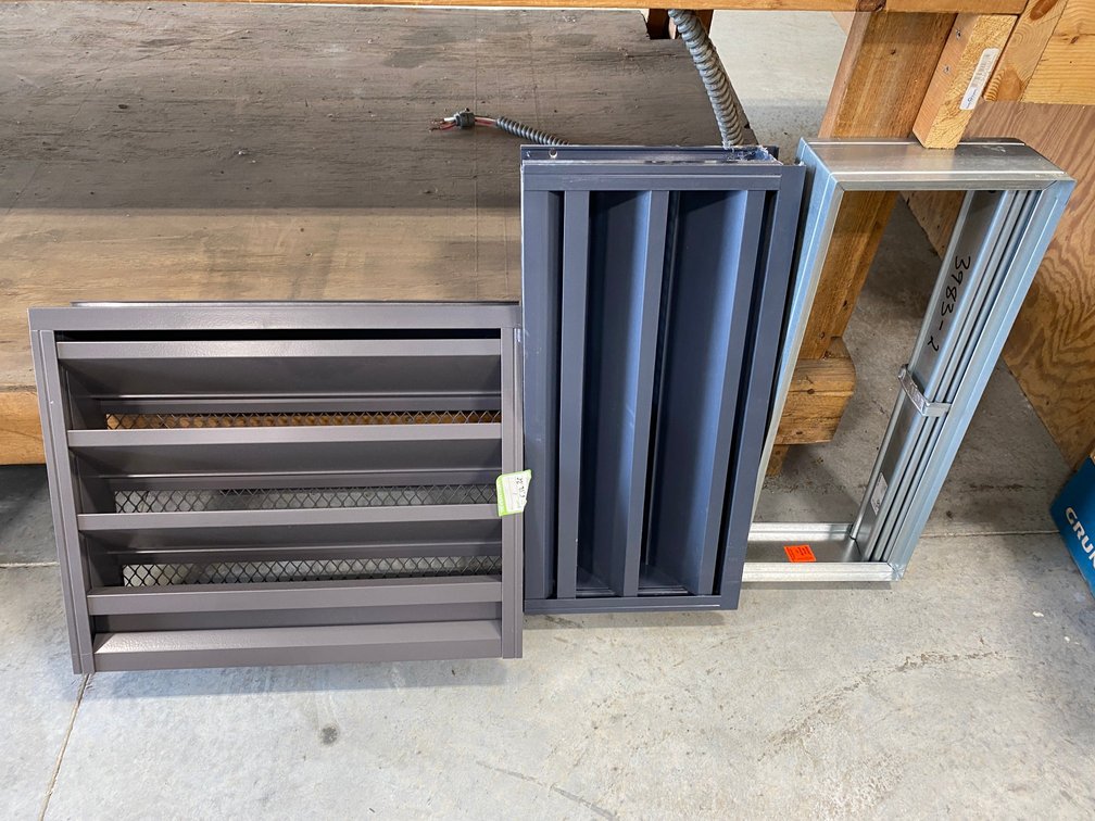 21 1/2" x 17 1/2" Damper and 23 1/2" x 11 1/2" louvers