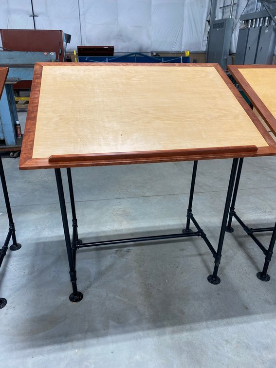 Heavy duty custom drafting table with gas type legs-53" x 40" x 52"