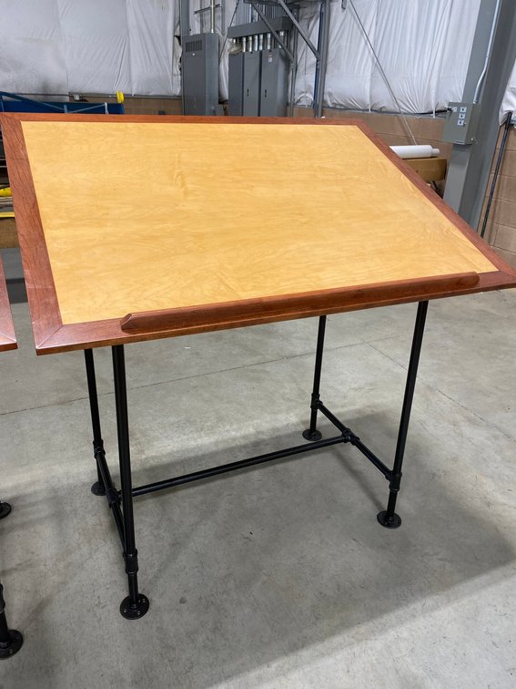 Heavy duty custom drafting table with gas type legs-53" x 40" x 52"