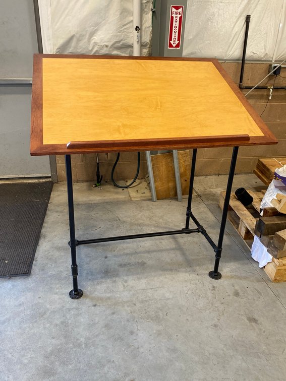 Drafting table with heavy duty gas pipe legs-53" tall x 48" x 36"