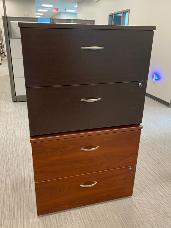 Two 2 drawer filing cabinets-36" x 23" x 30", with keys