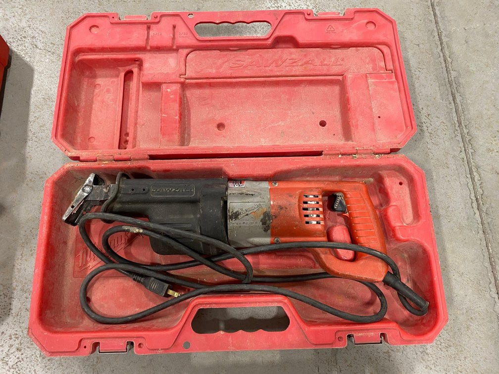 Milwaukee electric sawzall, Hilti electric radial saw, Milwaukee electric grinder