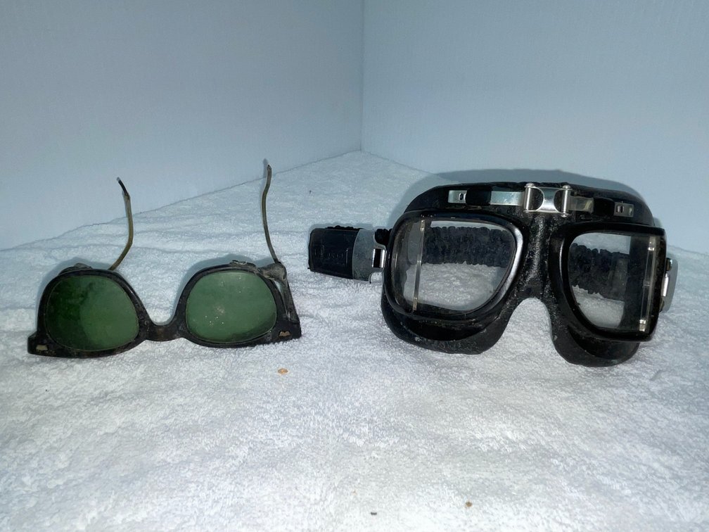 Vintage safety goggles or glasses, Emgo riding goggles