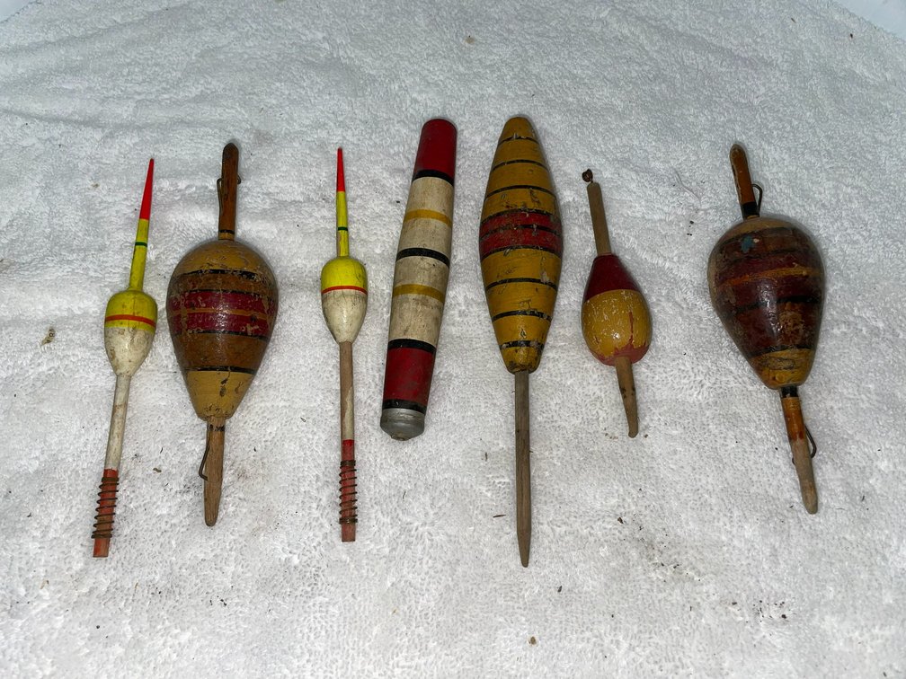 Antique wooden bobbers