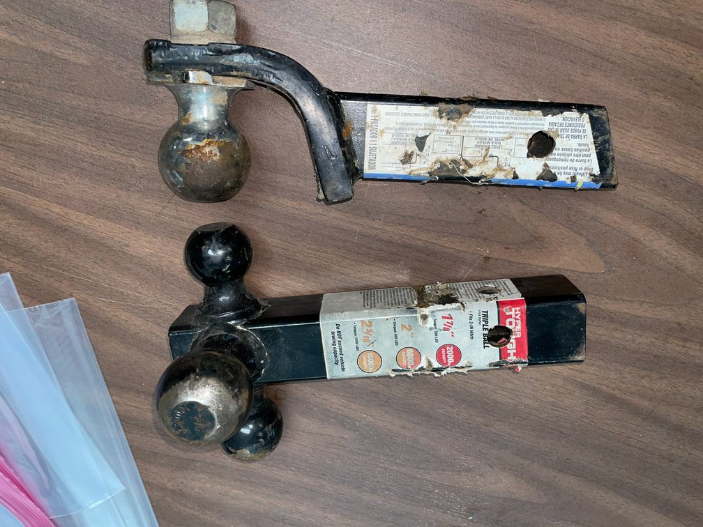 2 Tow hitches-one is 1 7/8", 2" and 2 5/16"  and 2" on the other