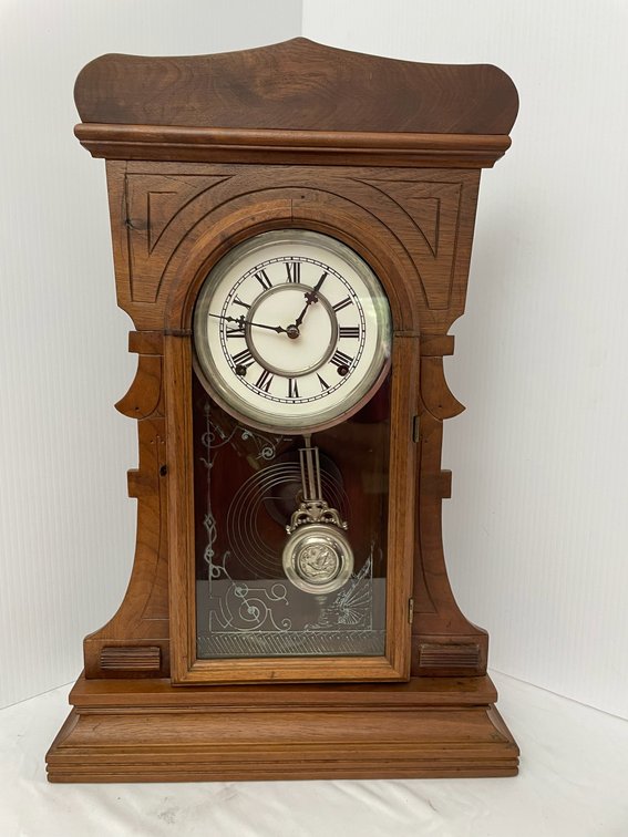 Antique mantle clock-glass door-with key