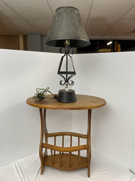 Small side table and lamp