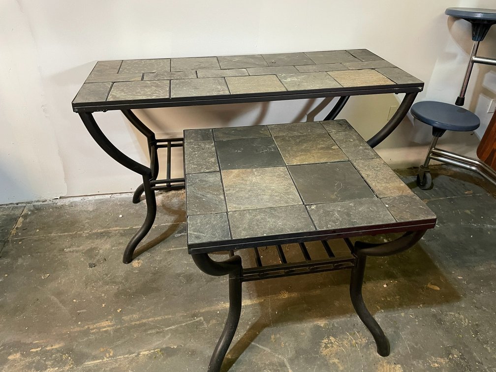 Slate top hall table and side table
