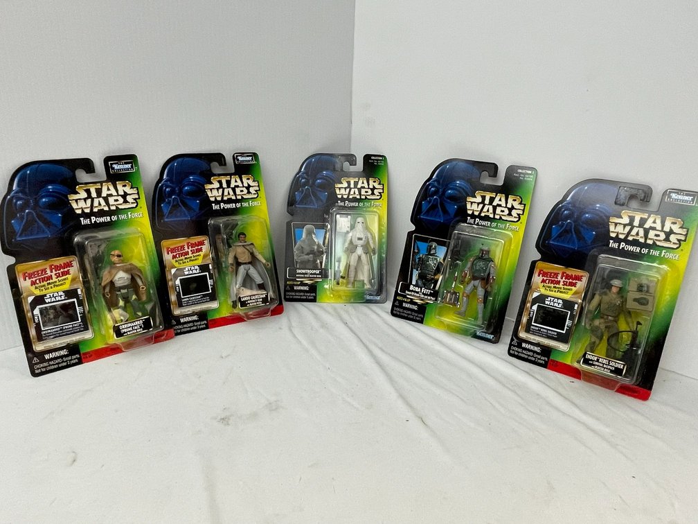 Star Wars action figures-Prune Face, Lando Clasrissian, Rebel Soldier, Boba Fett, Snow Trooper