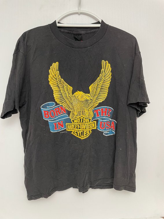 Harley Davidson logo vintage T-shirt Born In The USA-size XL-copyright Funwear Inc.