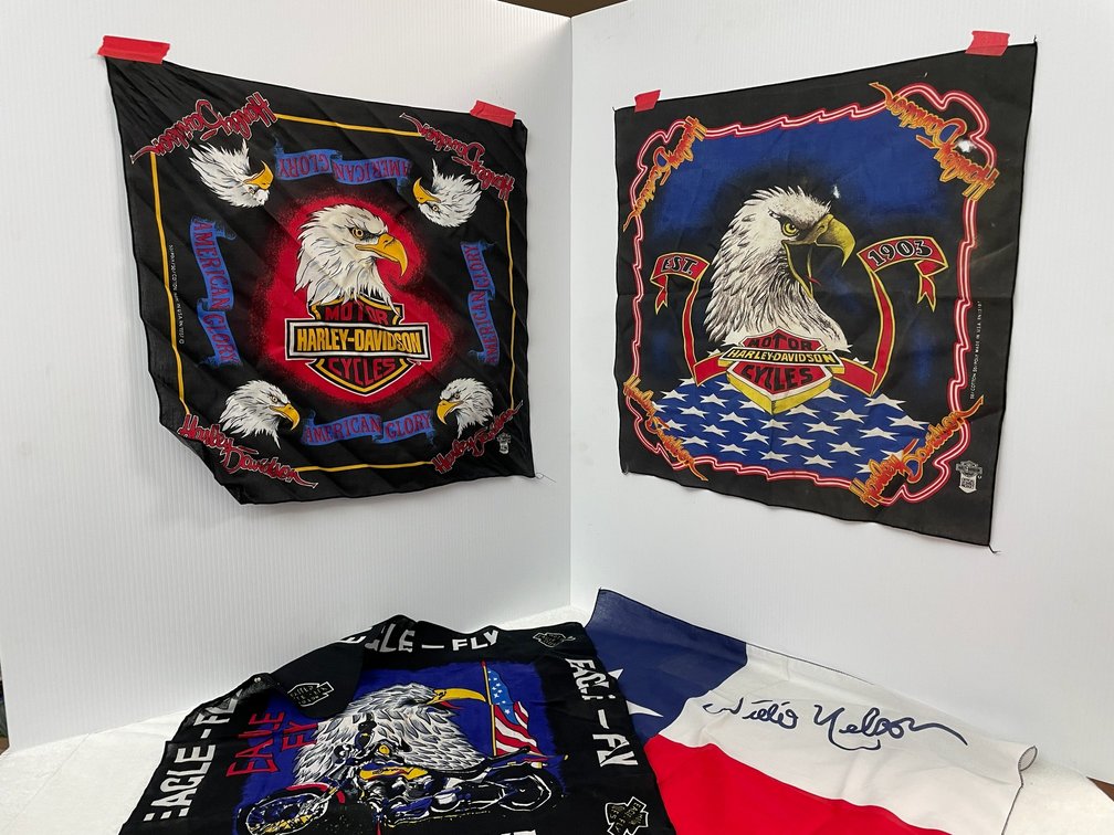 Vintage 1990's Harley Davidson bandana, fly eagle bandana, Willie Nelson