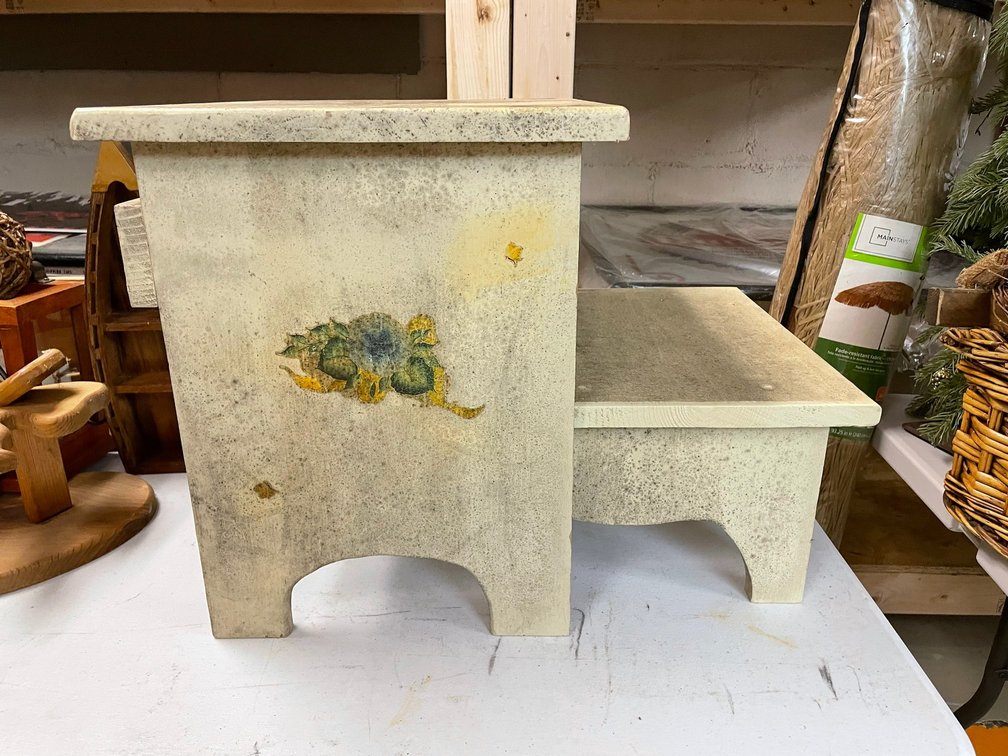 Wooden fold out step stool