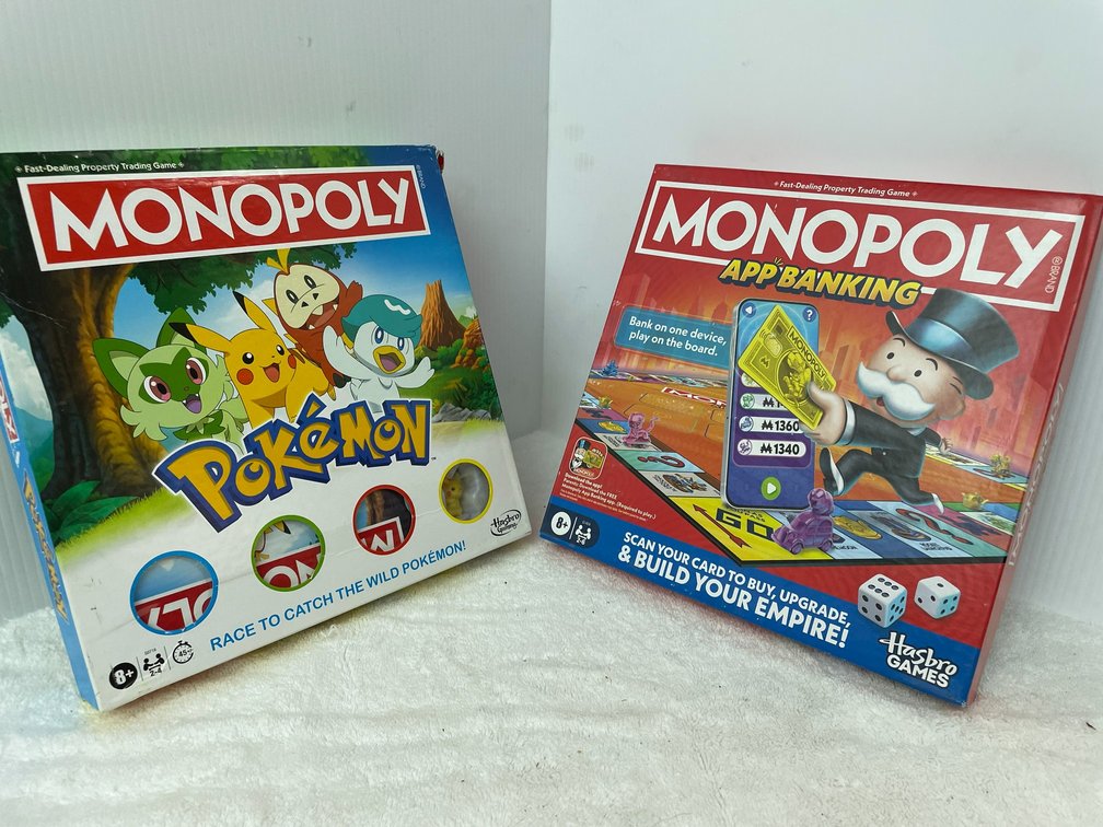 2 Monopoly games-Monopoly Pokemon and Monopoly APP Banking
