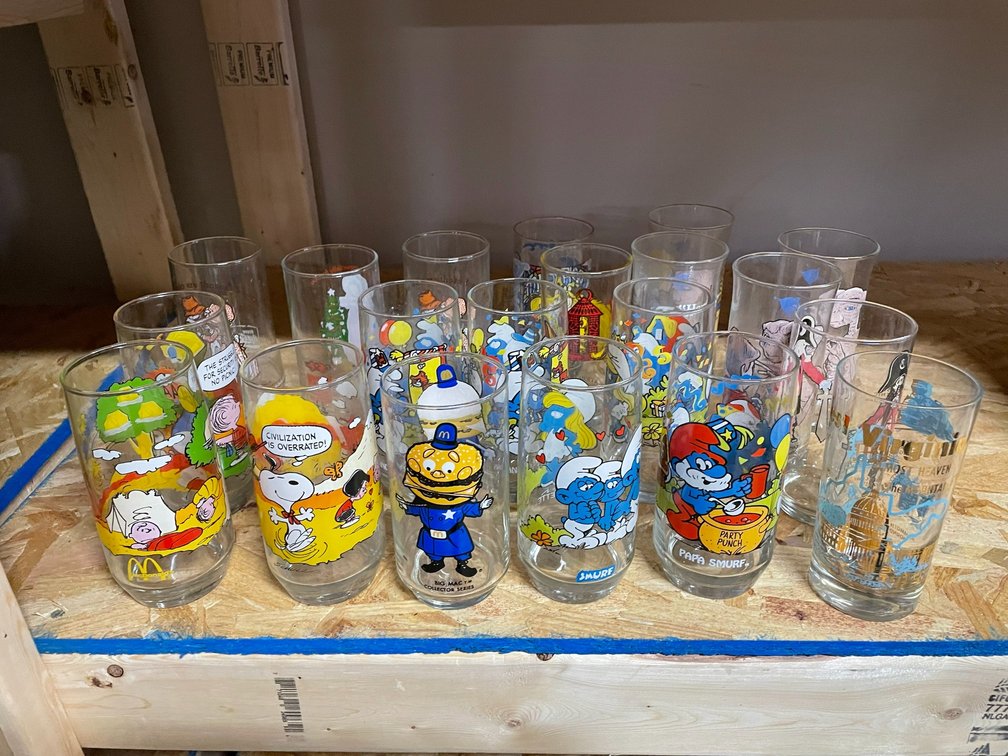 Selection of early '80s fast food themed glasses