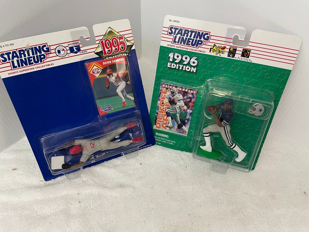 Starting Lineup-both pieces are Deion Sanders-1 is 1995 Edition, 1 is 1996 Edition
