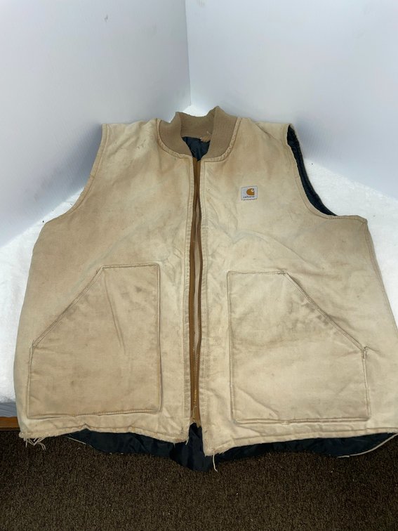 2 Carhartt items-1 heavy thermal sweatshirt, 1 well loved vest