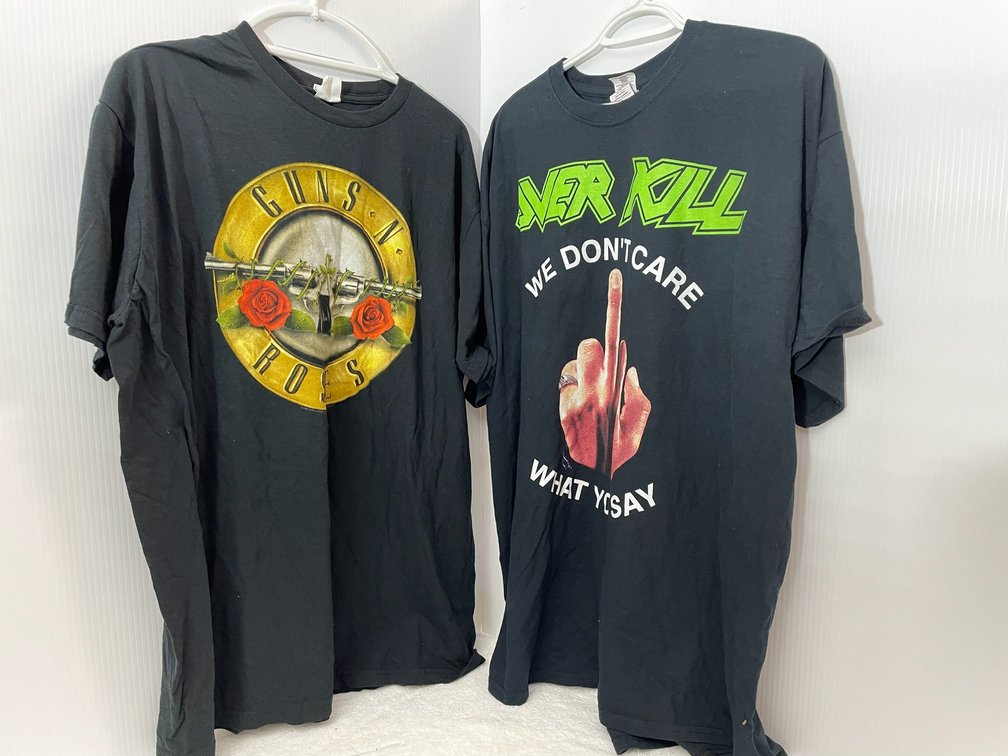 2 Band themed t-shirts-Over Kill We Don't Care, Guns N' Roses-size L