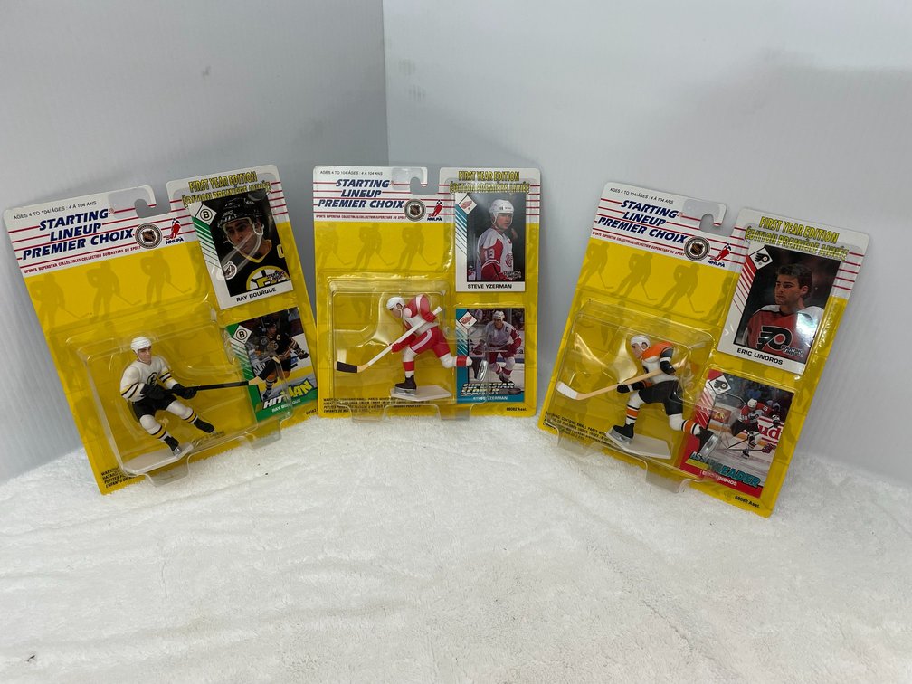 Starting Lineup Hockey figures-Ray Bourque, Eric Lindros, Steve Yzerman