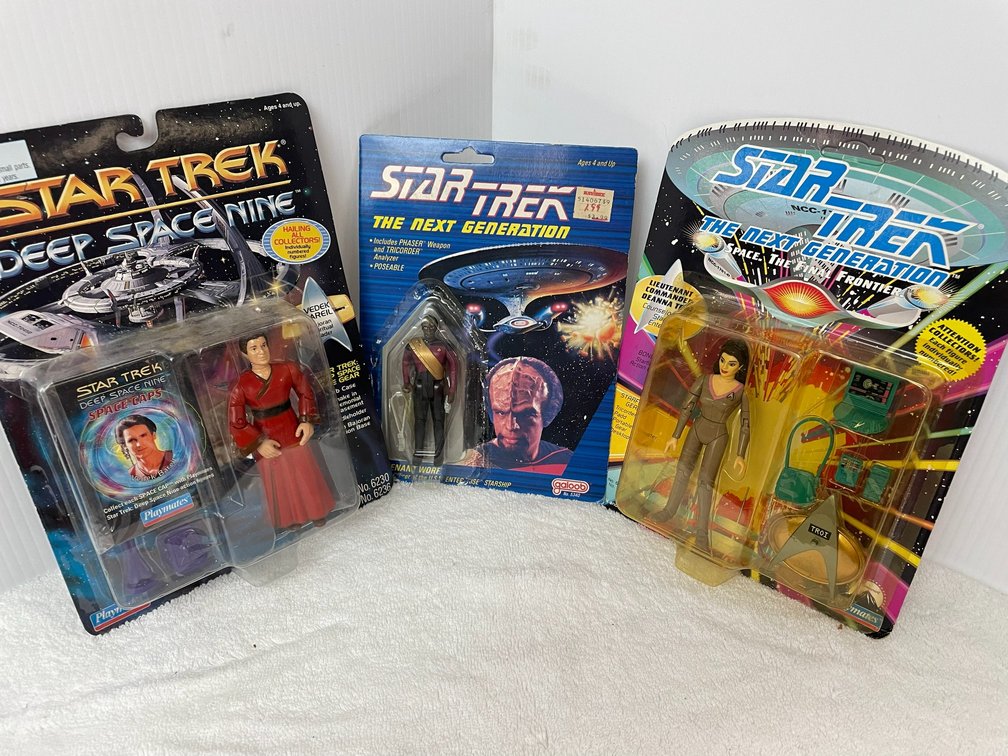 3 Star Trek Action Figures-Deep Space Nine the Next Generation-Worf, Vedek Bareil, The Counselor