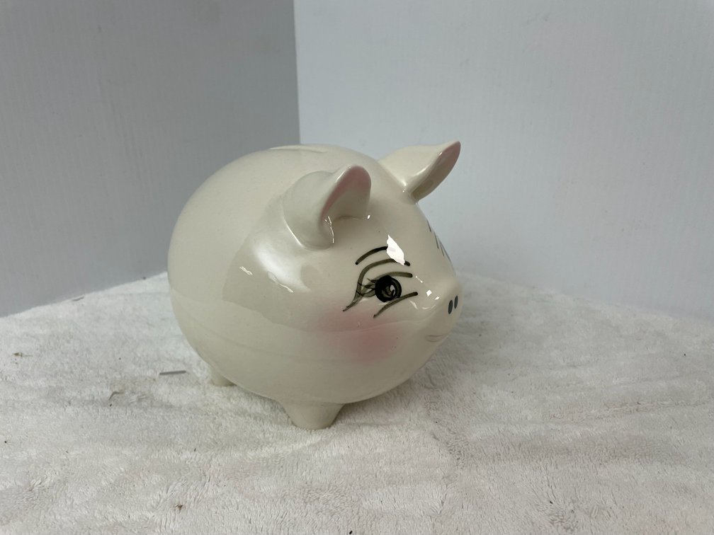 Porcelain piggy bank made in Ohio