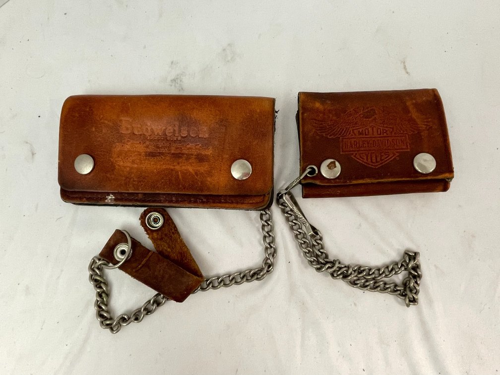 Harley Davidson leather chain wallet, Budweiser wallet