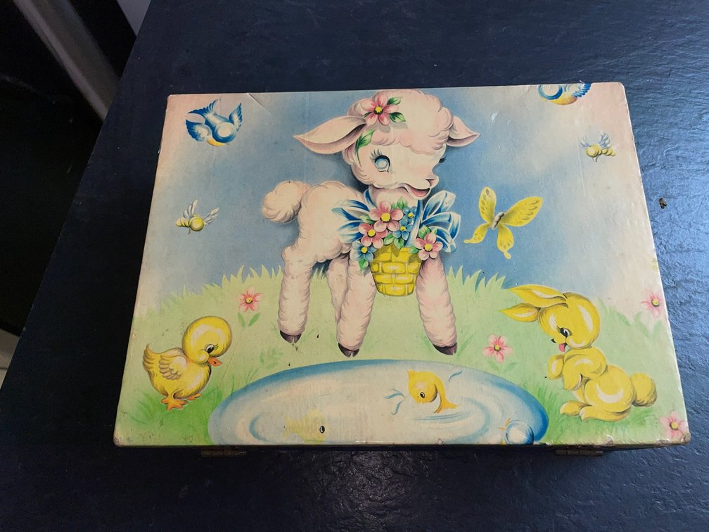 Little Lamby box with ducky and bunny rabbit-great shape-lock works