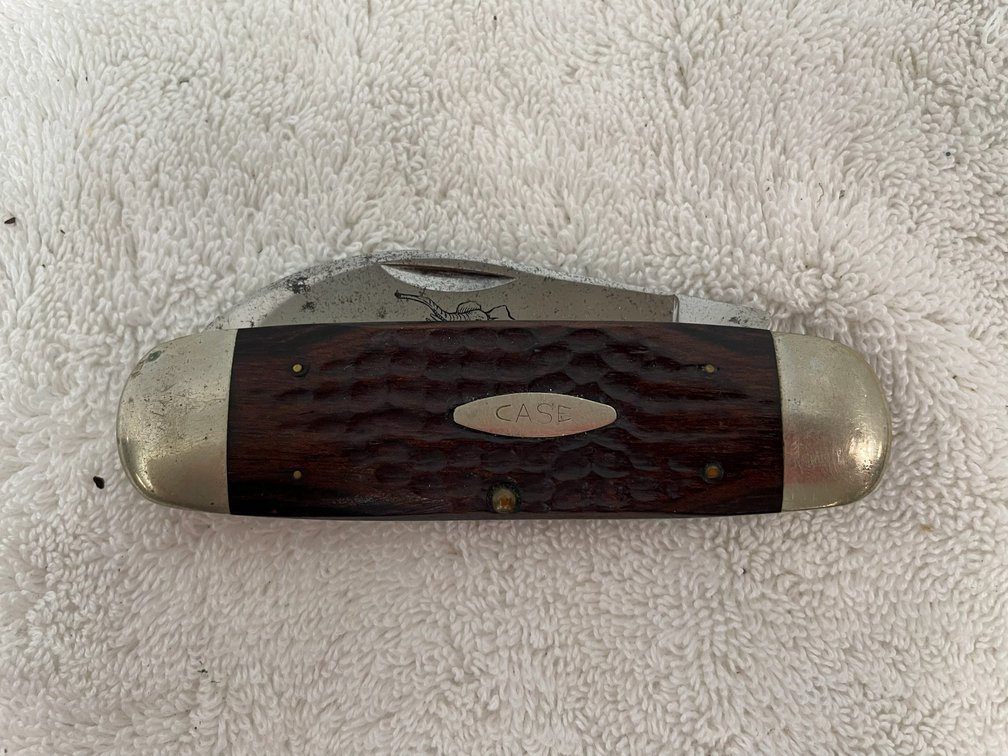 Case XX knife with engraved elephant on blade