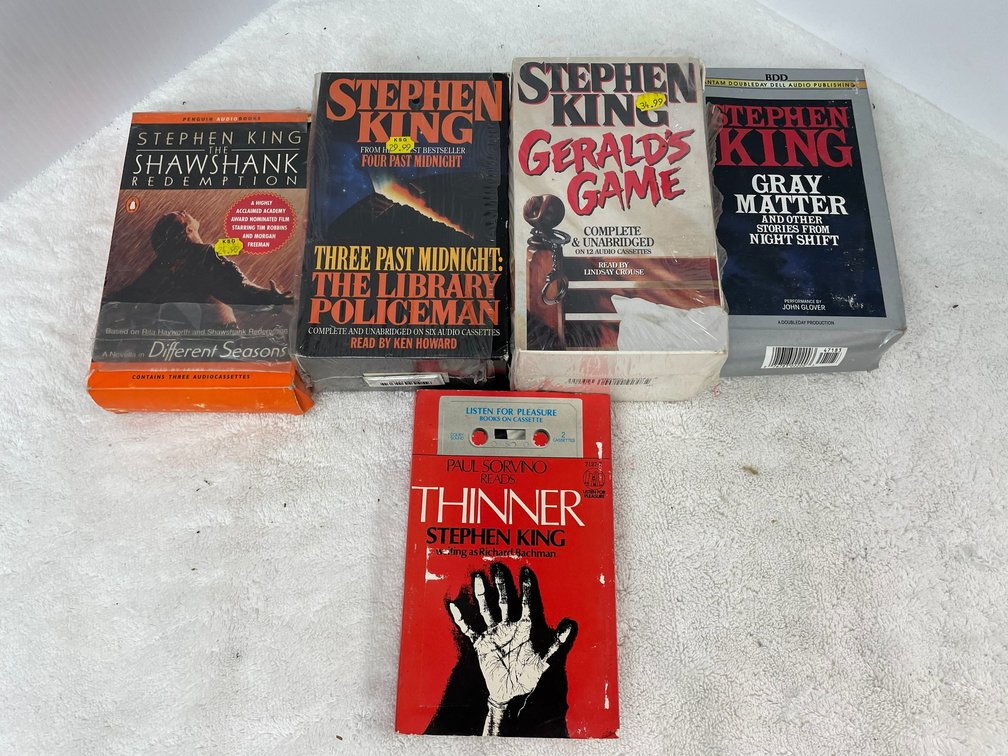 Selection of Stephen King audio books on cassette