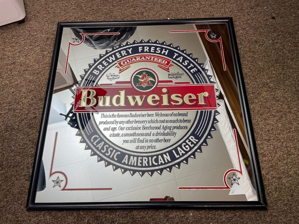 Large Budweiser Classic American Logger advertising mirror