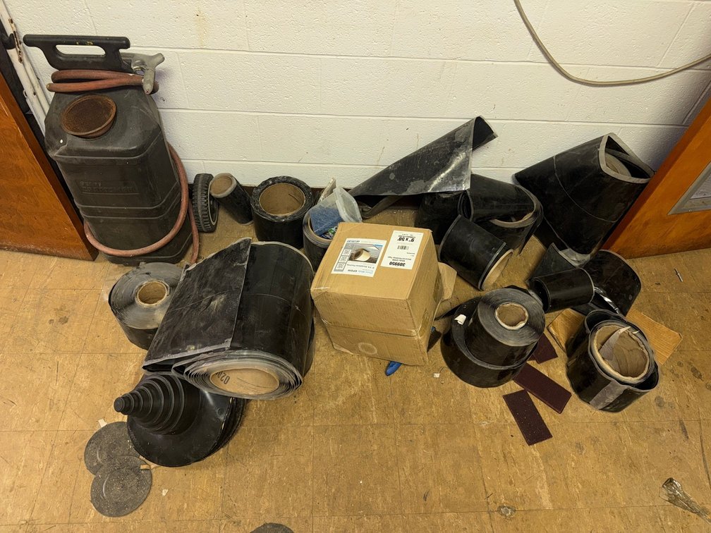 EPDM flashing tape, sandblaster hopper