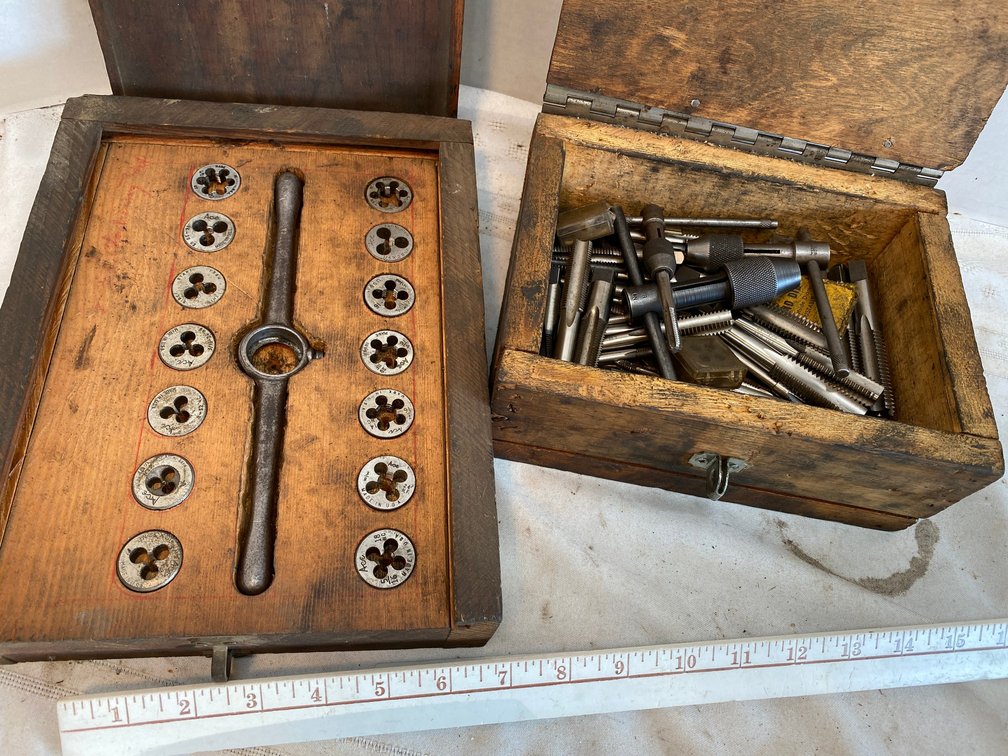 Tap and Dyes In Wooden Storage Boxes