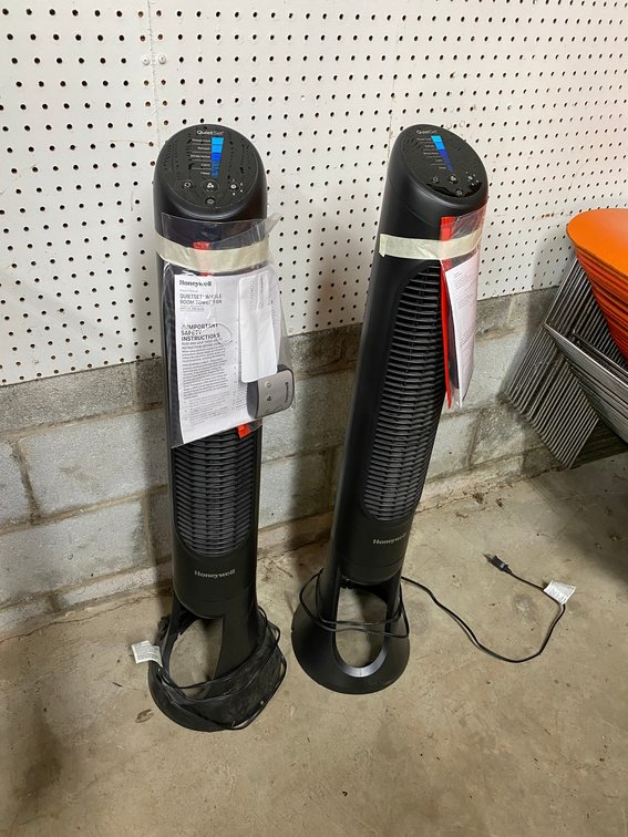 2-Honeywell Quiet Set Whole room Tower Fans with Remotes