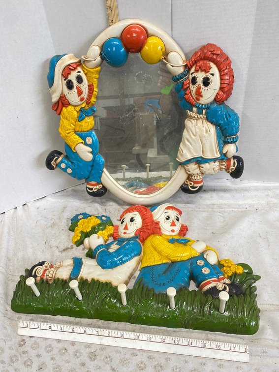 Raggedy Ann and Andy Mirror and Coat Rack