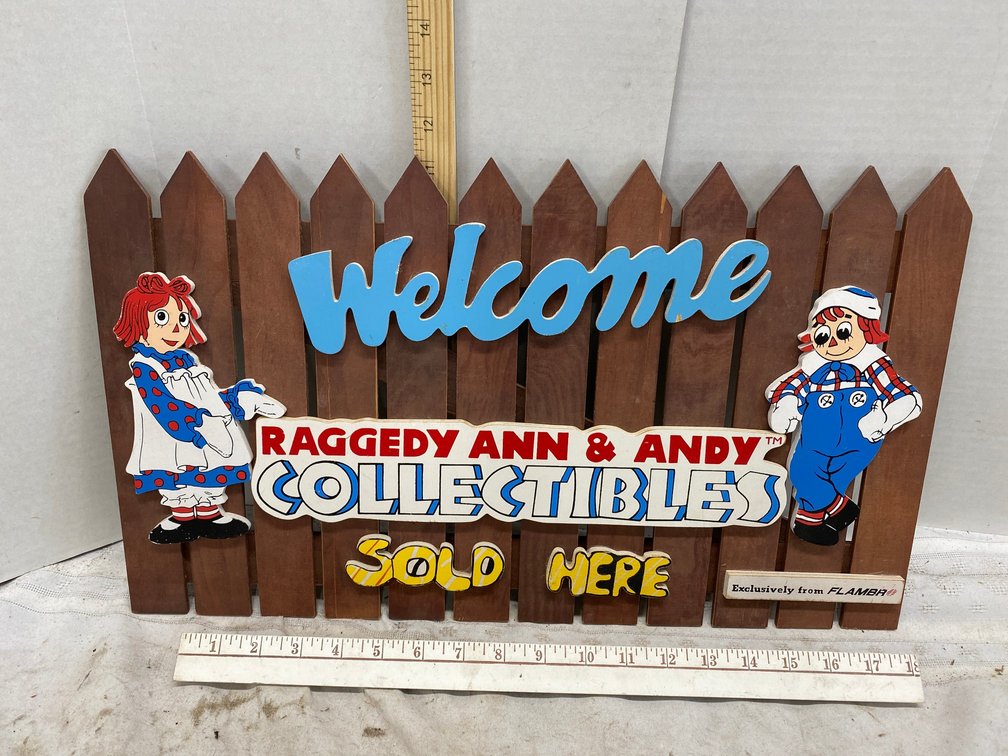 Raggedy Ann and Andy Collectables sold Here Sign